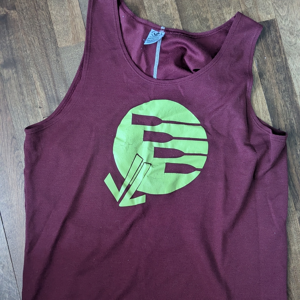 Burgundy Tank Top with Green Graphic